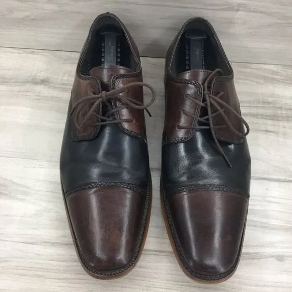 Stacy Adams Shoes Men's 11 Brown Black Leather Dress Derby Oxford Lace Up